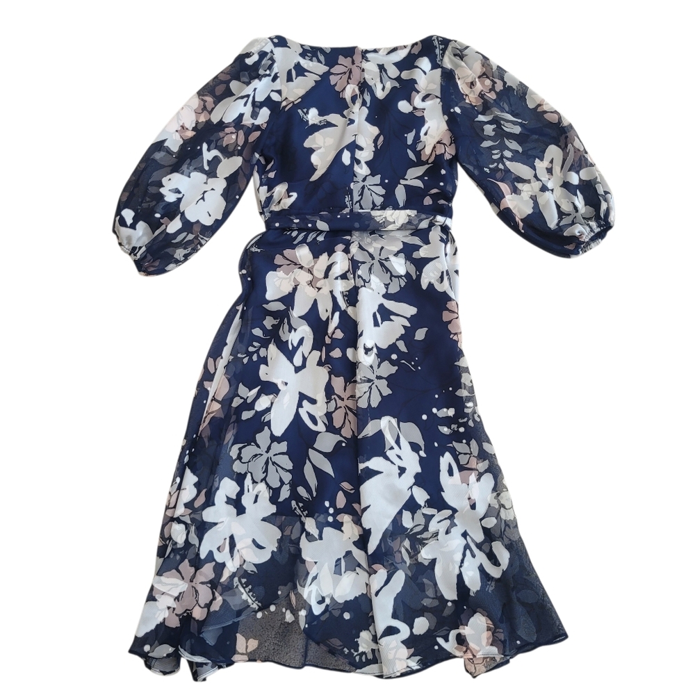 Like New DKNY Floral Sheer Layered Midi Dress Size 4 - Picture 3 of 11